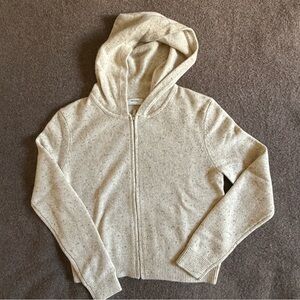 Aritzia Speckled Cream Knit Sweater, Cashmere, Size S, Zip Up, Hoodie